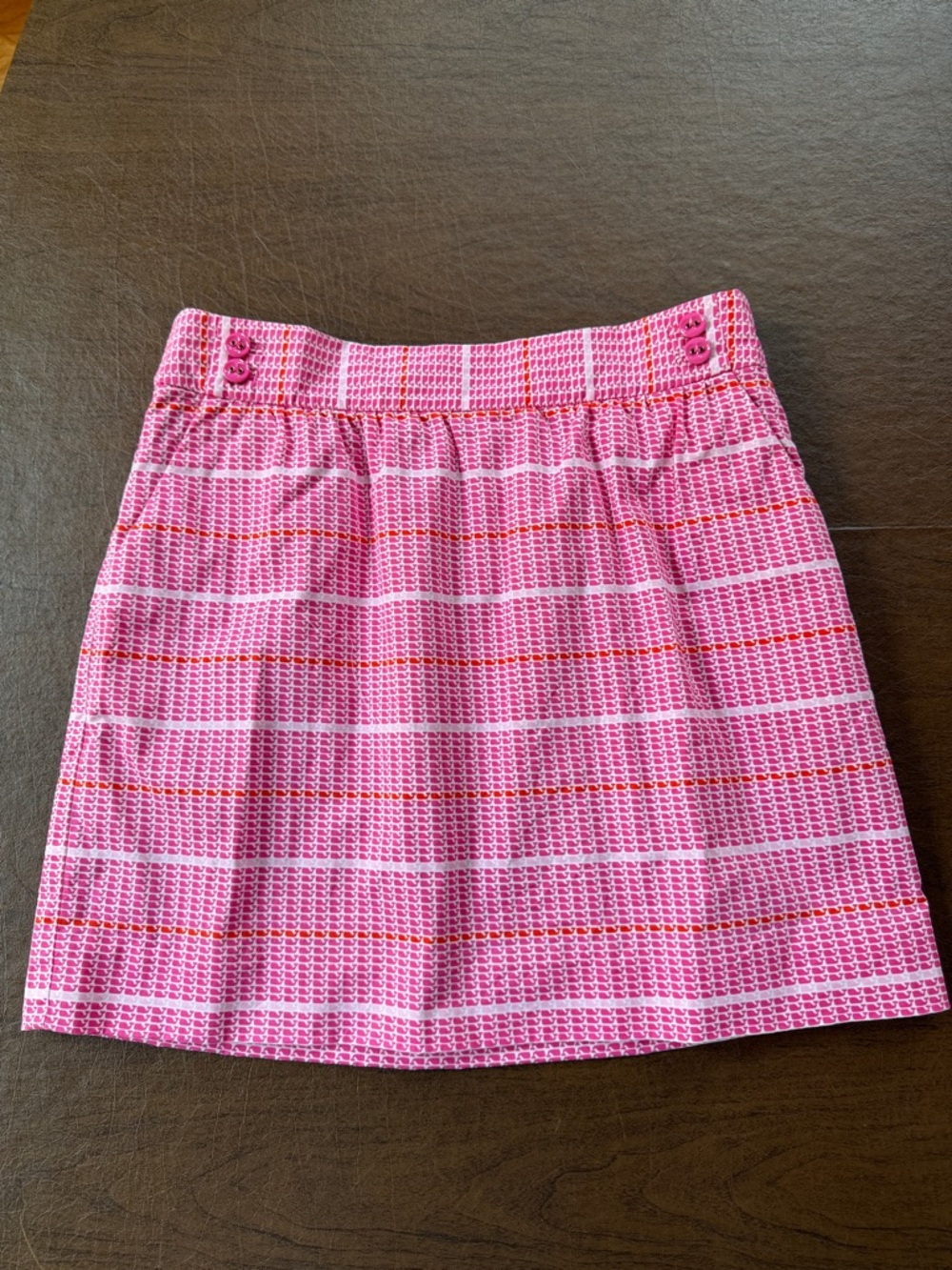 Vineyard Vines Pink Patterned Mini Skirt with Orange Accents